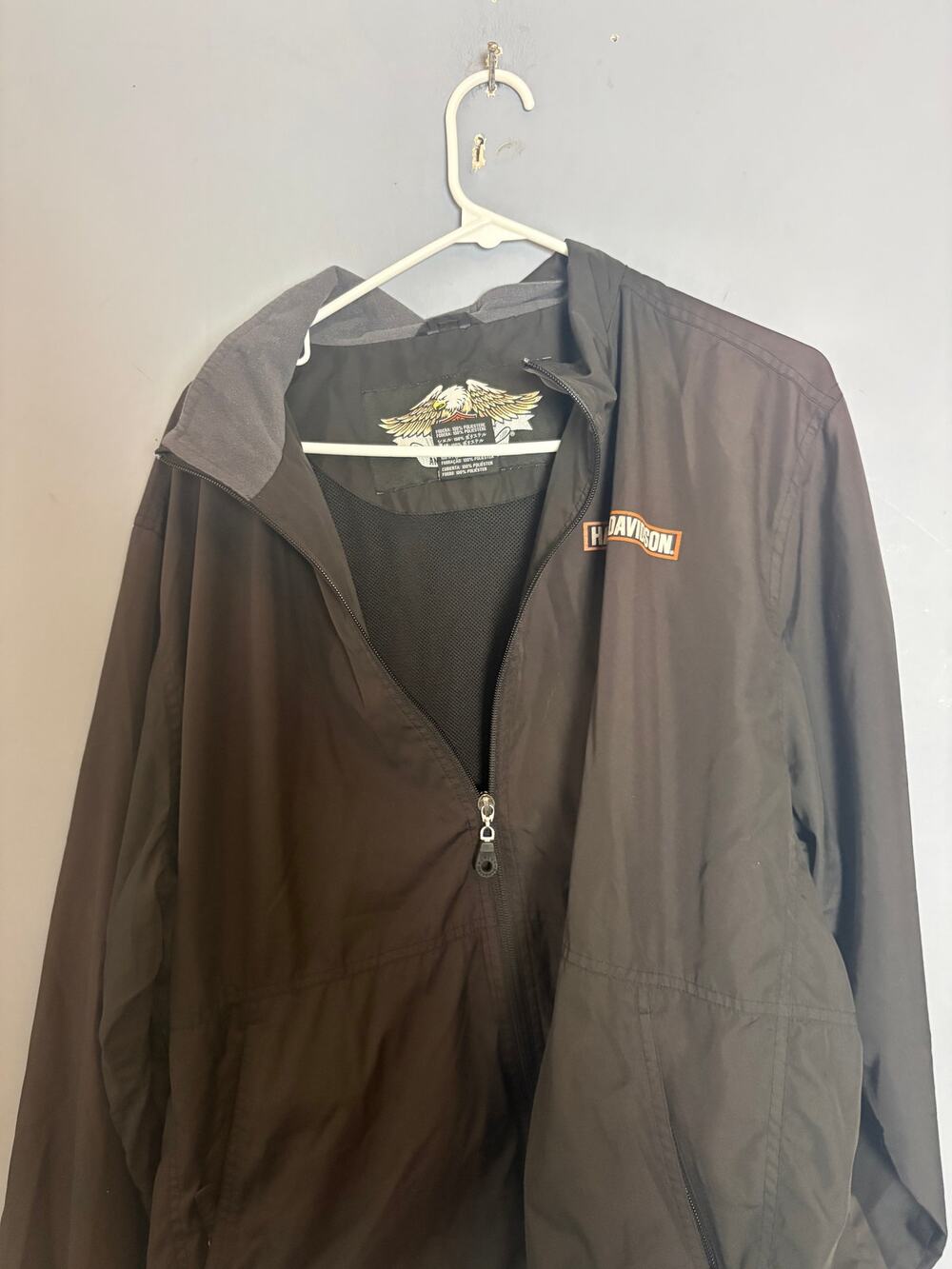 Harley Davidson Mens Black Lightweight Jacket Windbreaker 2XL